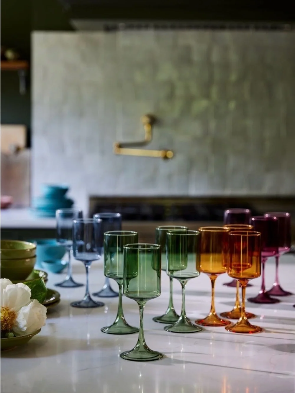 Anthropologie Morgan Red Colored Glass Wine Set 4